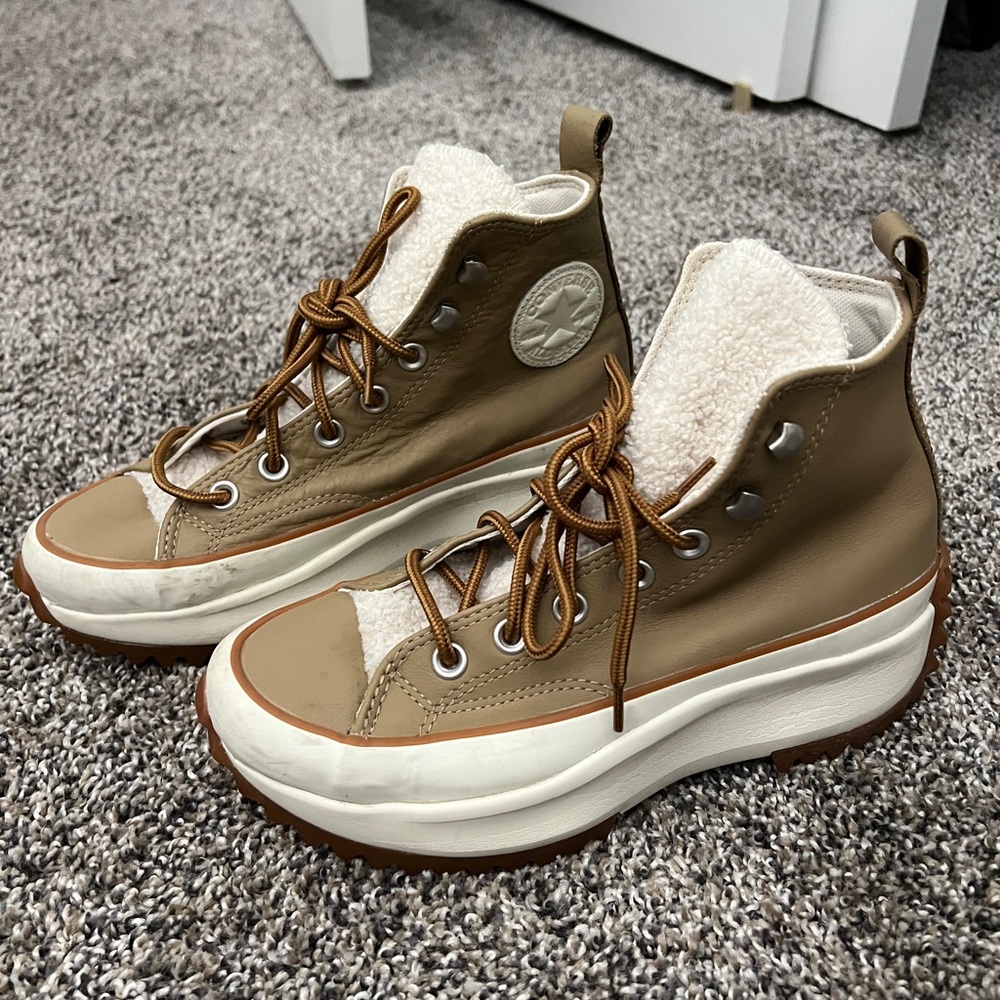Converse Run Star Cozy Platform Tan Leather Boots - Picture 3 of 7